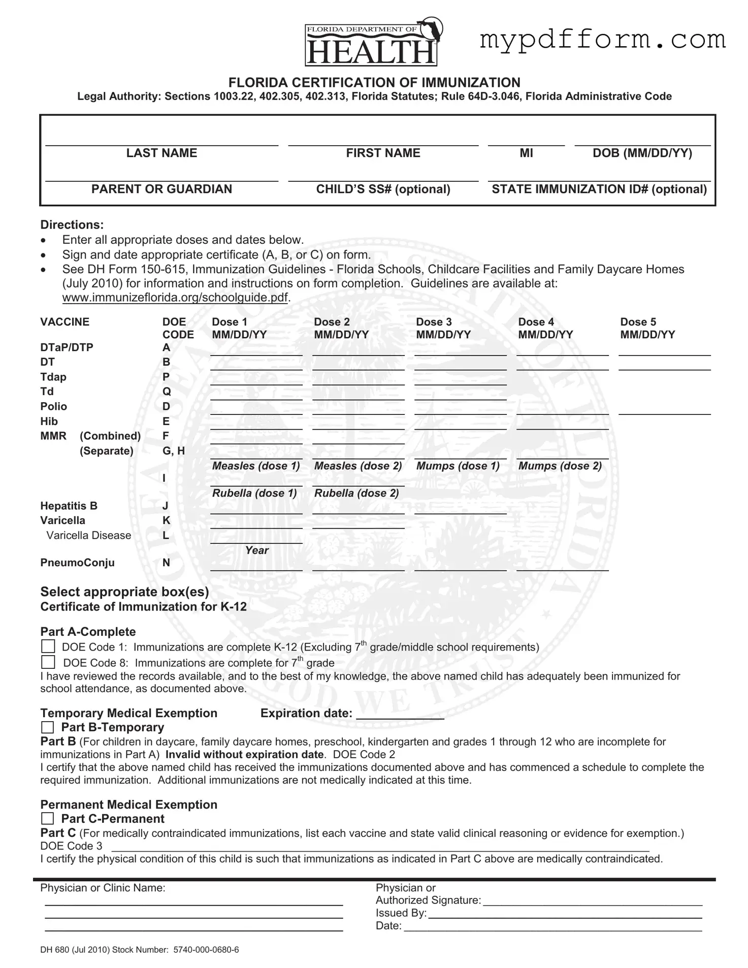 Fill in Your 680 Form