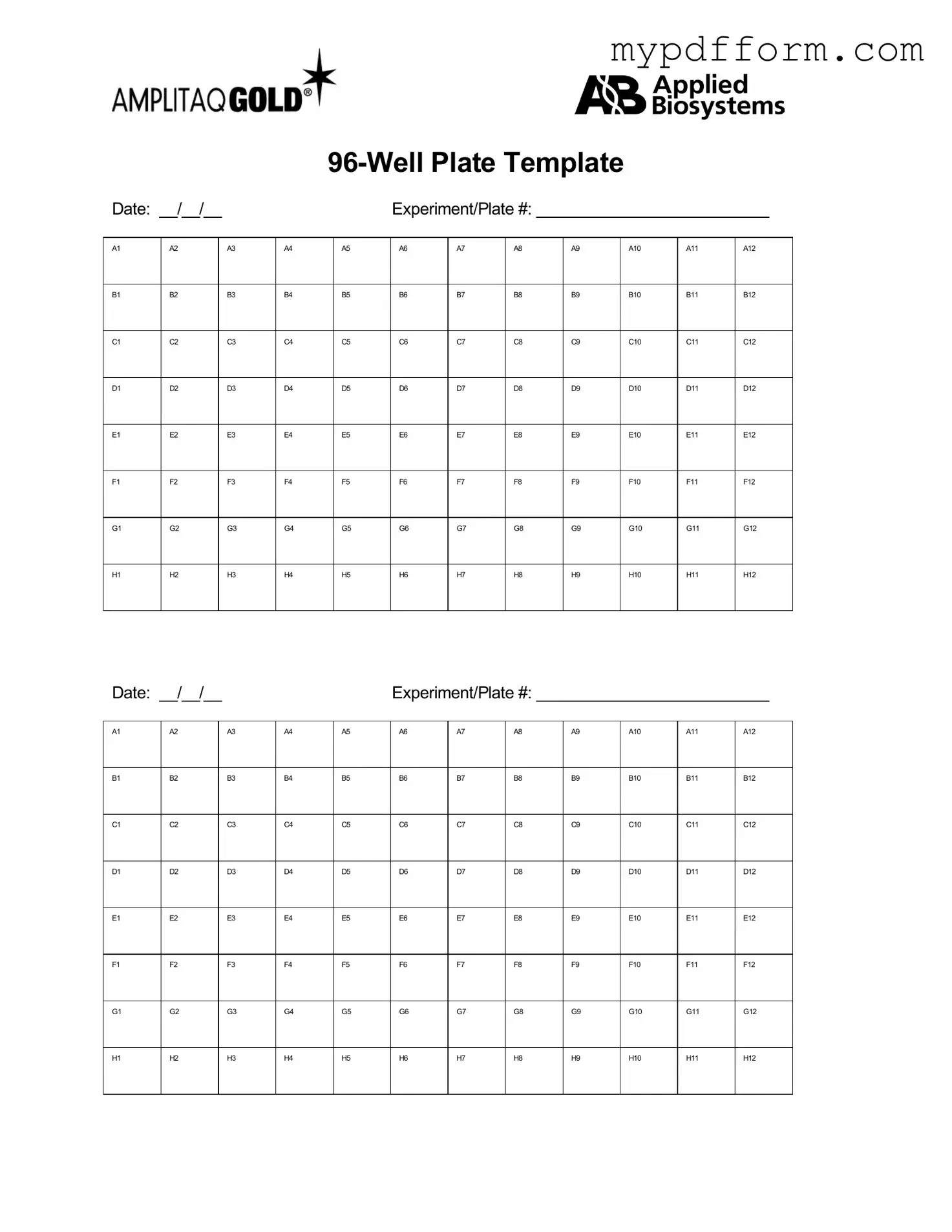 Fill in Your 96 Well Form
