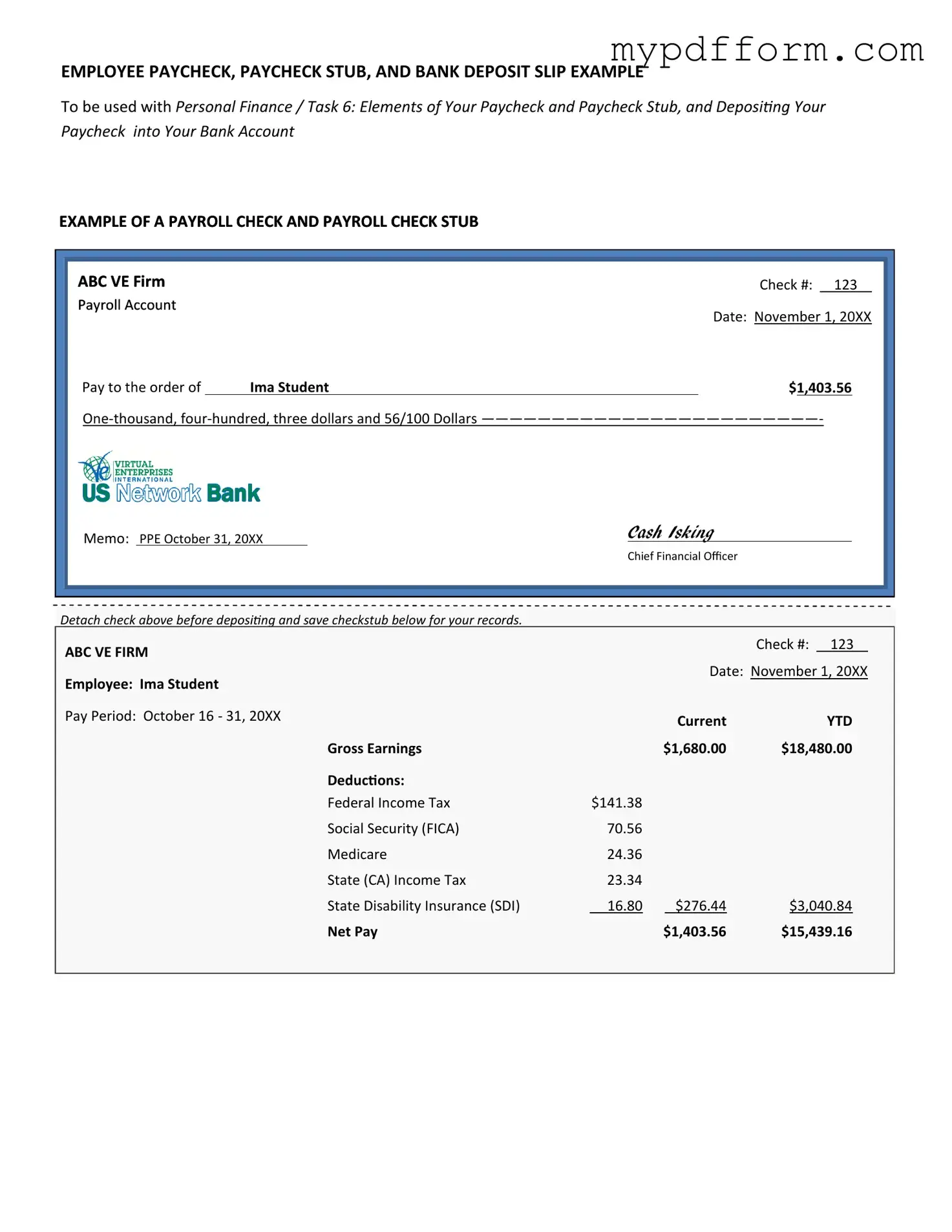 Fill in Your Payroll Check Form