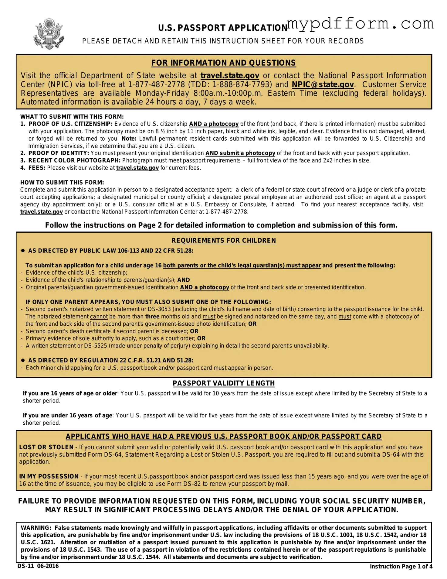 Fill in Your DS-11 U.S. Passport application Form