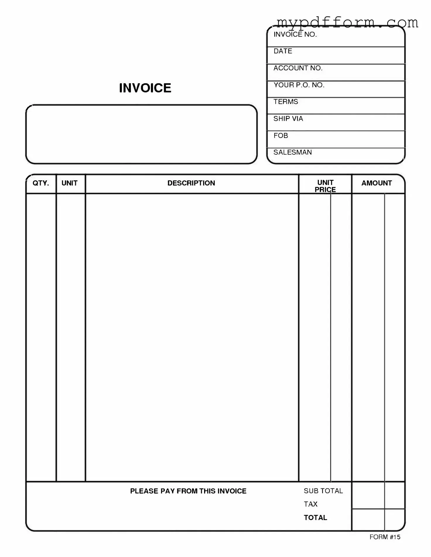 Fill in Your Free And Invoice Pdf Form