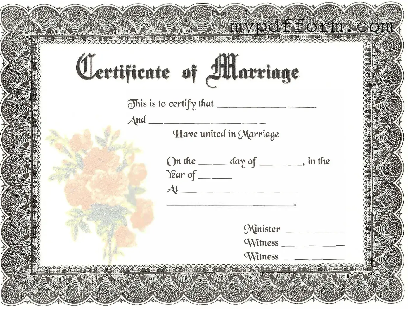 Fill in Your Marriage Certificate Form