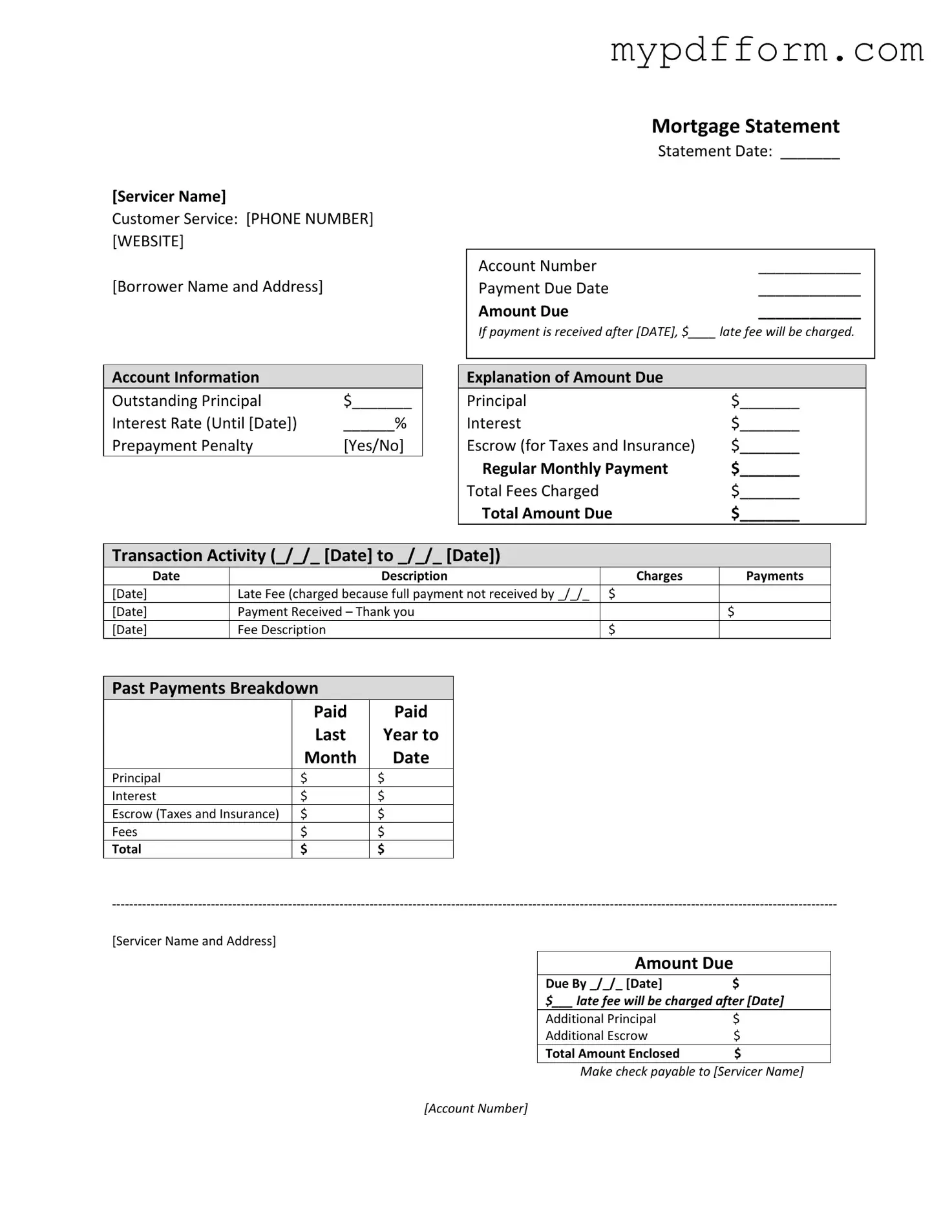 Fill in Your Mortgage Statement Form
