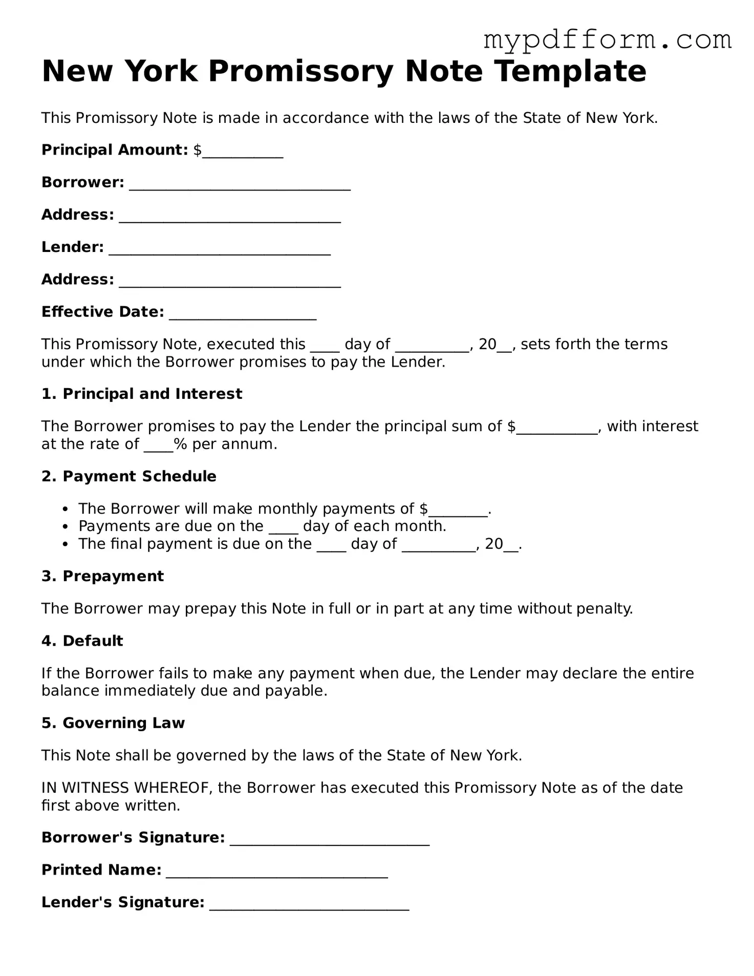 Valid  Promissory Note Template for New York