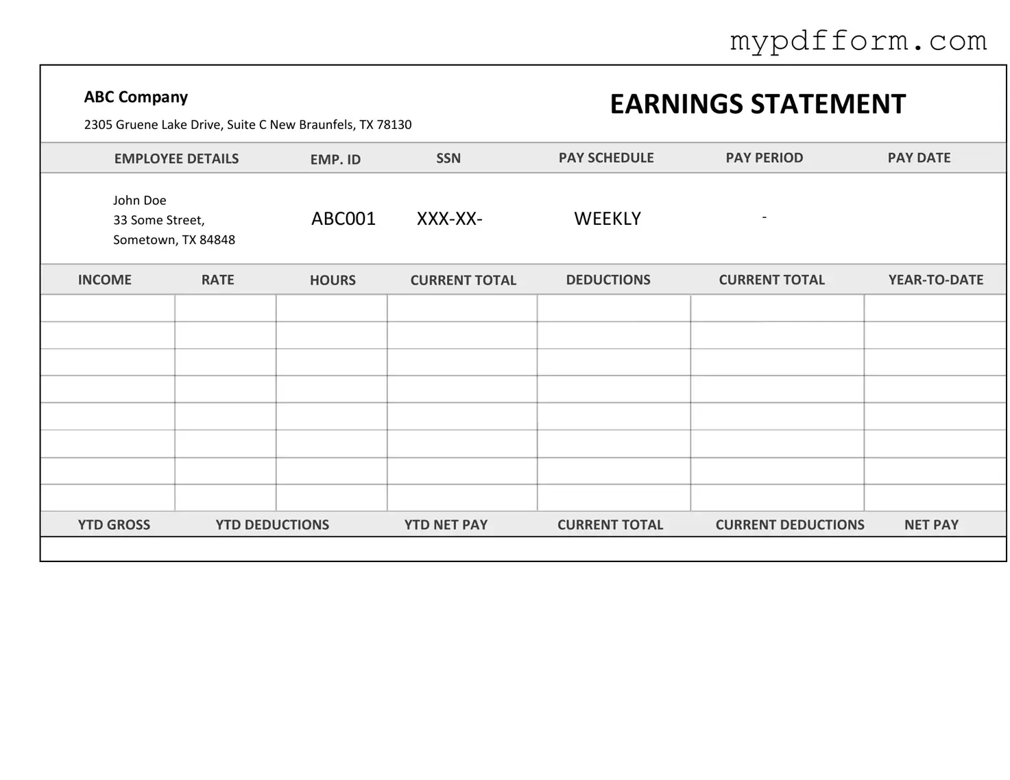Fill in Your Independent Contractor Pay Stub Form
