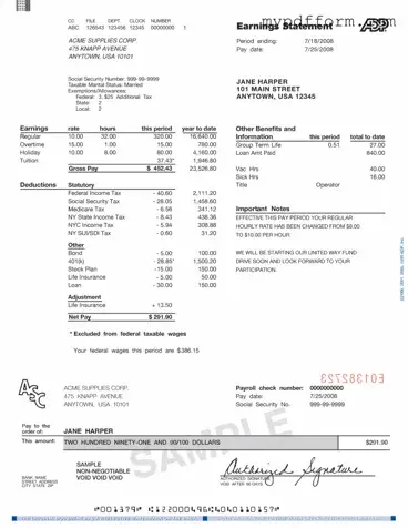 Fill in Your Adp Pay Stub Form