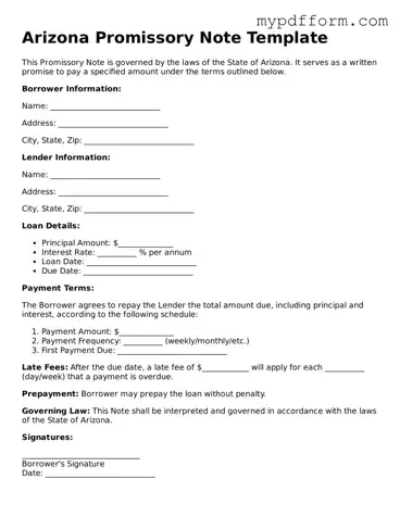 Valid  Promissory Note Template for Arizona