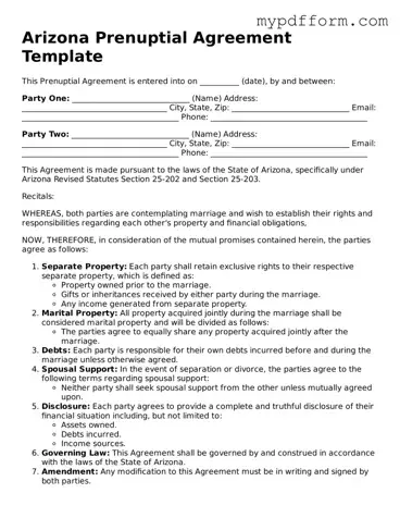Valid  Prenuptial Agreement Template for Arizona