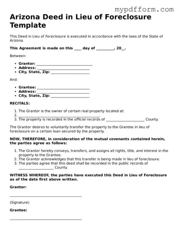 Valid  Deed in Lieu of Foreclosure Template for Arizona