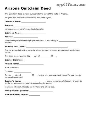Valid  Quitclaim Deed Template for Arizona