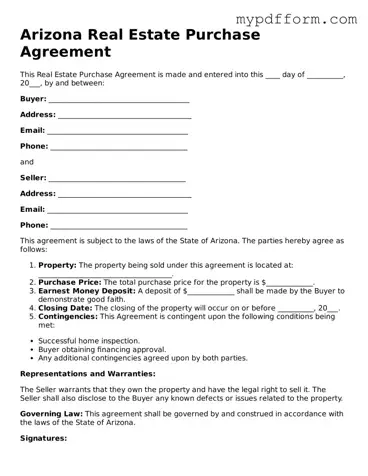 Valid  Real Estate Purchase Agreement Template for Arizona