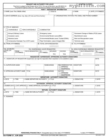 Fill in Your Da 31 Form