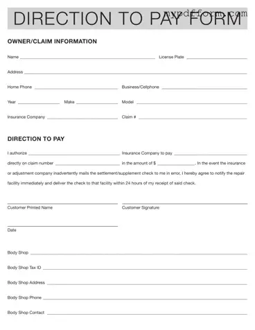 Fill in Your Authorization And Direction Pay Form