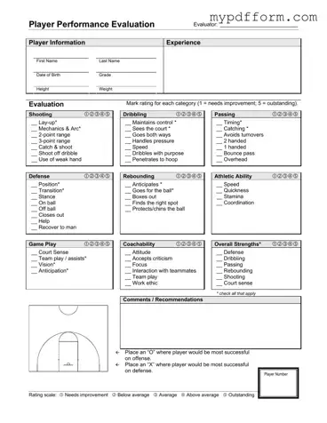 Fill in Your Basketball Evaluation Form
