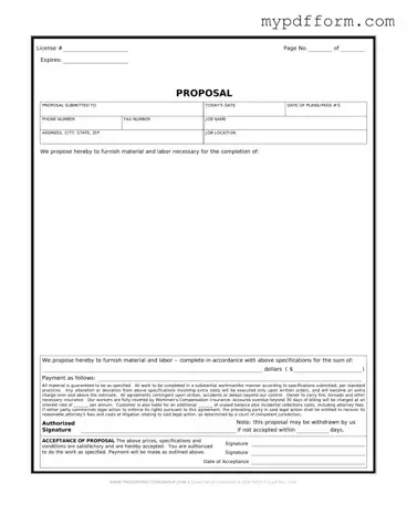 Fill in Your Construction proposal form Form