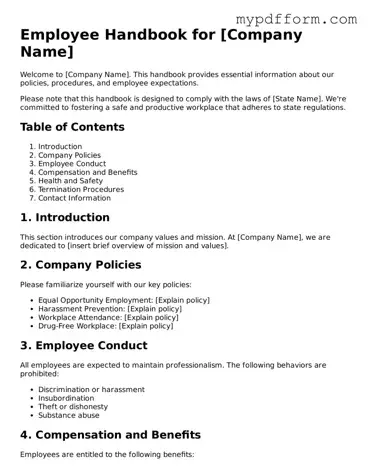 Fillable Employee Handbook Document