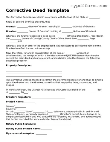 Fillable Corrective Deed Document