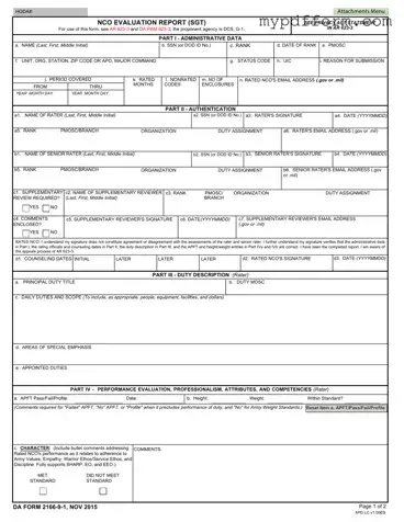 Fill in Your Da 2166 9 1 Form