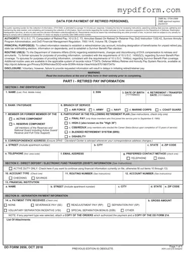Fill in Your DD 2656 Form