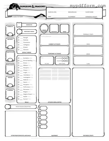 Fill in Your Dnd Character Sheet Form