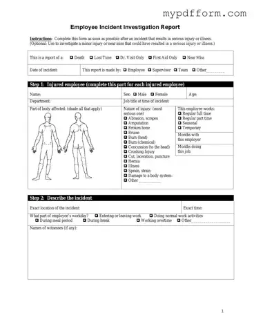 Fill in Your Employee Accident Report Form