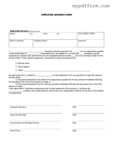 Fill in Your Employee Advance Form