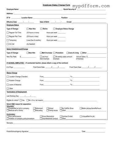 Fill in Your Employee Status Change Form