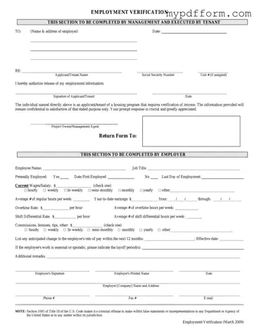 Fill in Your Employment verification form Form