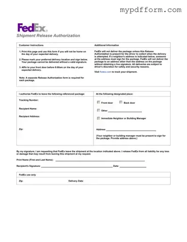 Fill in Your Fedex Release Form