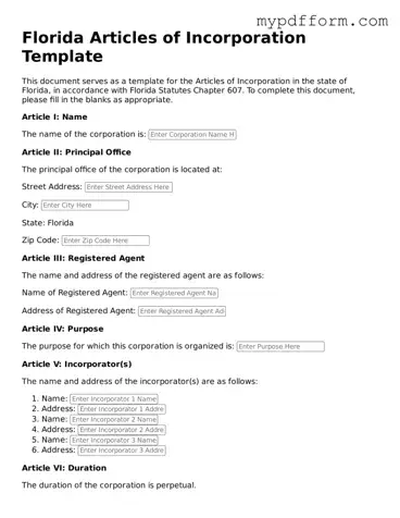Valid  Articles of Incorporation Template for Florida
