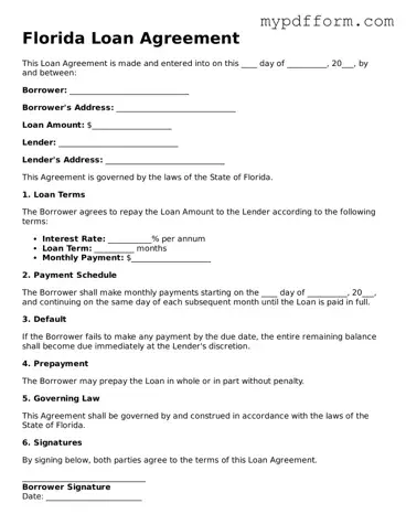 Valid  Loan Agreement Template for Florida