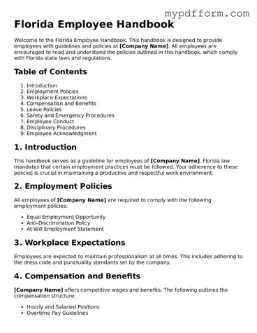 Valid  Employee Handbook Template for Florida