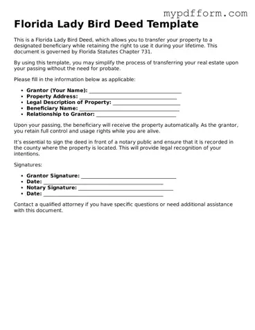 Valid  Lady Bird Deed Template for Florida