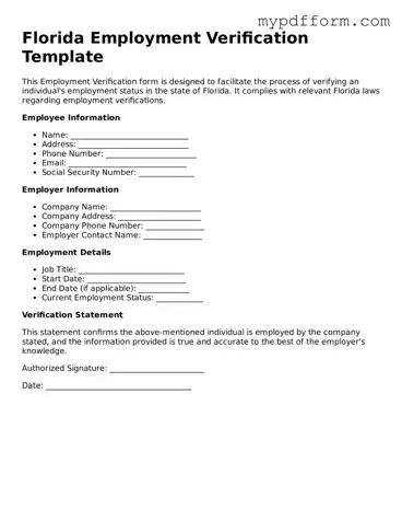 Valid  Employment Verification Template for Florida