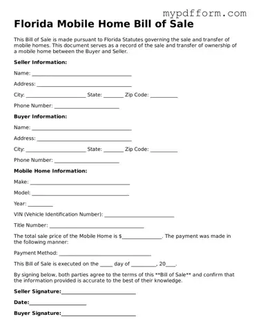 Valid  Mobile Home Bill of Sale Template for Florida