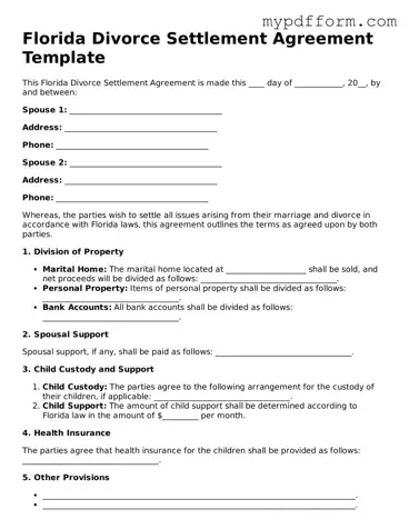 Valid  Divorce Settlement Agreement Template for Florida