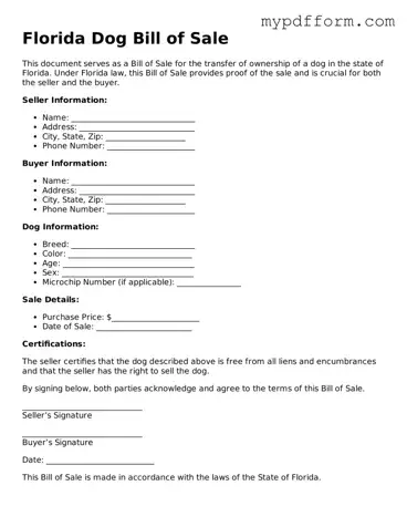Valid  Dog Bill of Sale Template for Florida