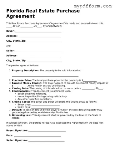 Valid  Real Estate Purchase Agreement Template for Florida
