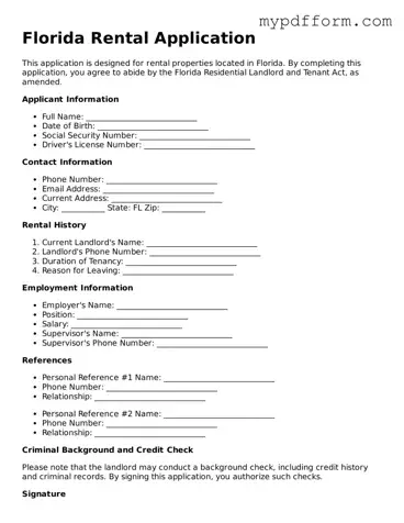 Valid  Rental Application Template for Florida