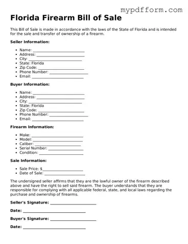 Valid  Firearm Bill of Sale Template for Florida