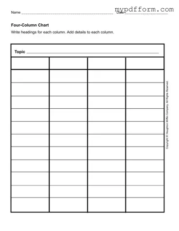 Fill in Your Four Column Chart Form