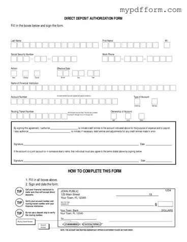 Fill in Your Generic Direct Deposit Form