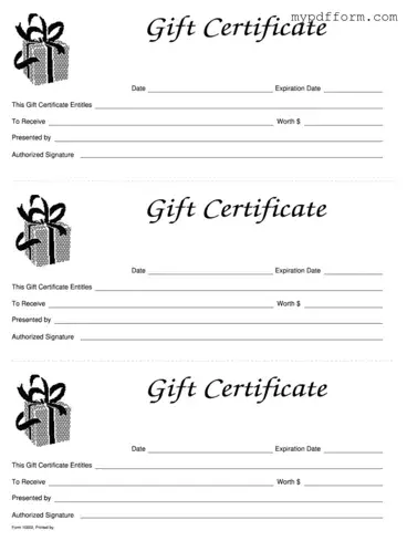 Fill in Your Gift Certificate Form