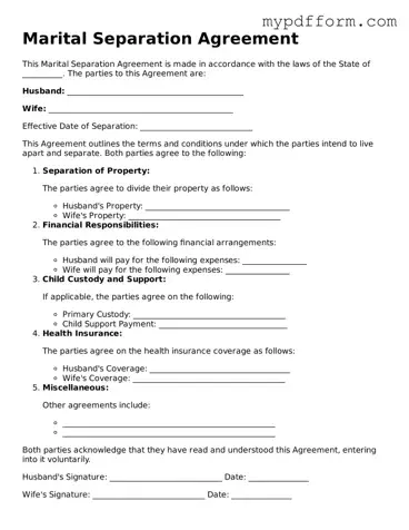 Fillable Marital Separation Agreement Document