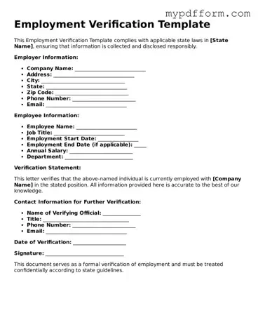 Fillable Employment Verification Document
