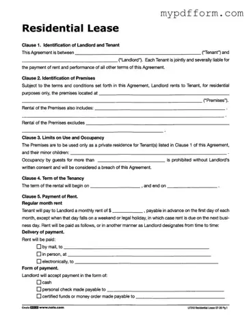 Fill in Your Lf310 Residential Lease Form