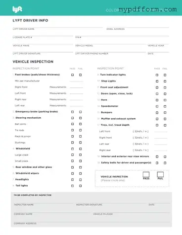 Fill in Your Lyft Inspection Form