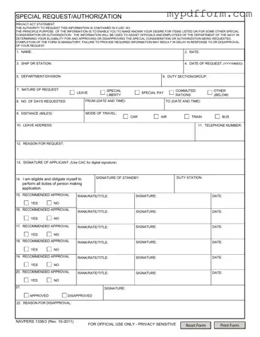 Fill in Your Navpers 1336 3 Form