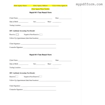 Fill in Your Negative Hiv Test Form