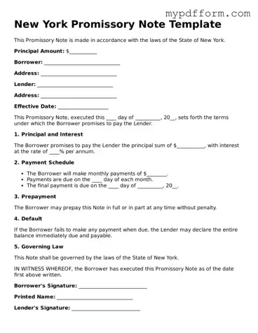 Valid  Promissory Note Template for New York
